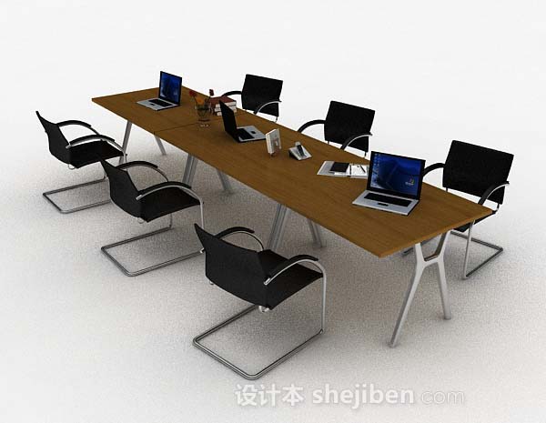 现代风格现代简约办公桌椅3d模型下载
