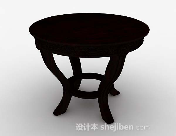 免费深棕色圆形餐桌3d模型下载