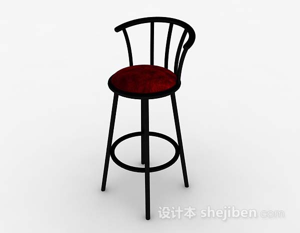 现代风格现代红色木质高脚椅3d模型下载