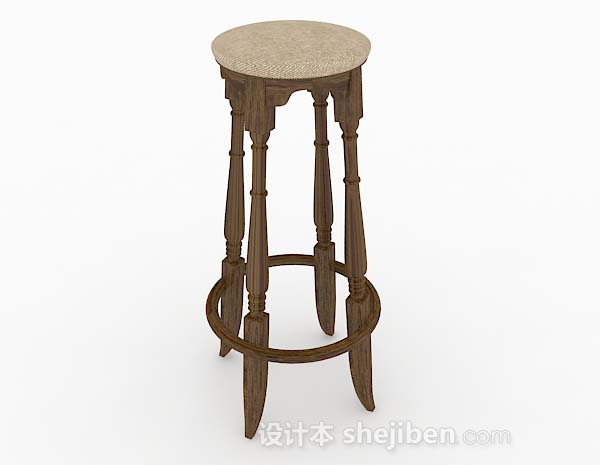 木质复古棕色吧台凳
