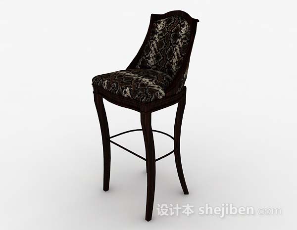 现代风格个性棕色木质高脚椅3d模型下载