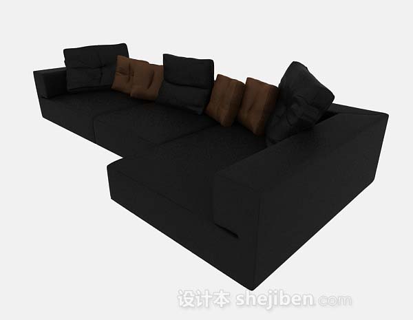 现代风格黑色家居简约多人沙发3d模型下载