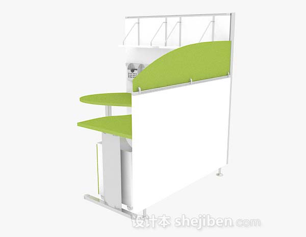 现代风格绿色清新简约办公桌3d模型下载