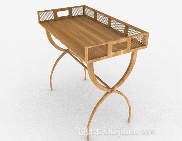 免费木质黄棕色简单书桌3d模型下载