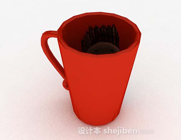 设计本个性红色马克杯3d模型下载