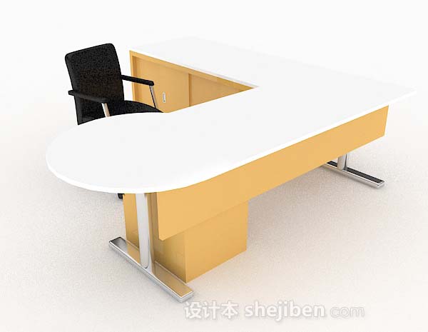 现代风格简约木质办公桌椅3d模型下载