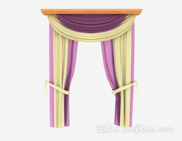紫黄色窗帘3d模型下载