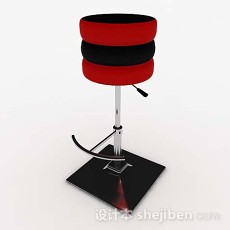 红色休闲圆凳3d模型下载