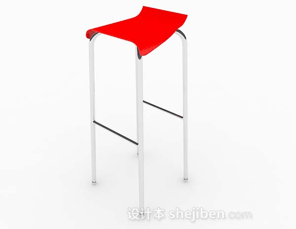 现代风格现代简约红色凳子3d模型下载
