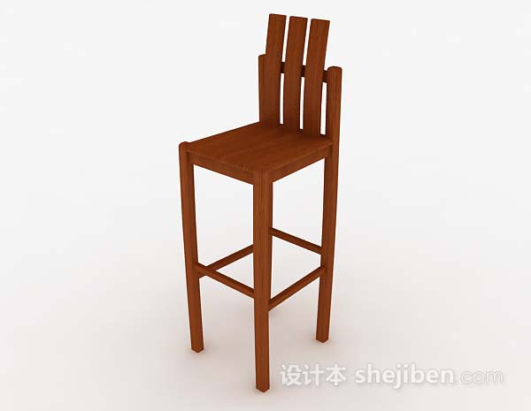 现代风格简单木质棕色吧台椅3d模型下载