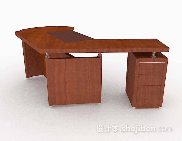 免费简单棕色木质办公桌3d模型下载