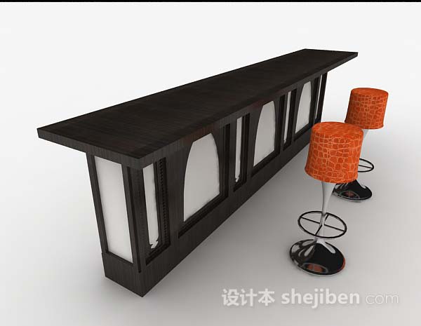 免费黑色吧台桌椅组合3d模型下载