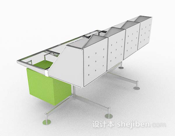 设计本现代个性绿色玻璃办公桌3d模型下载