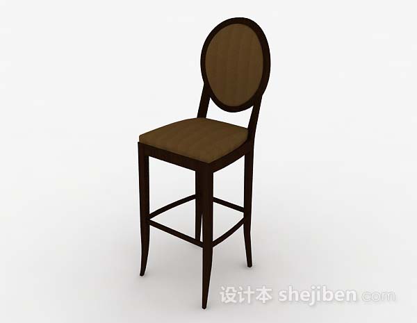 现代风格木质棕色高脚休闲椅3d模型下载