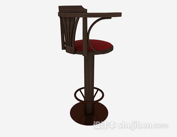 设计本休闲木质棕色吧台椅3d模型下载