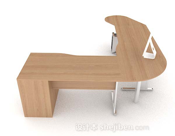 设计本黄色木质办公桌3d模型下载