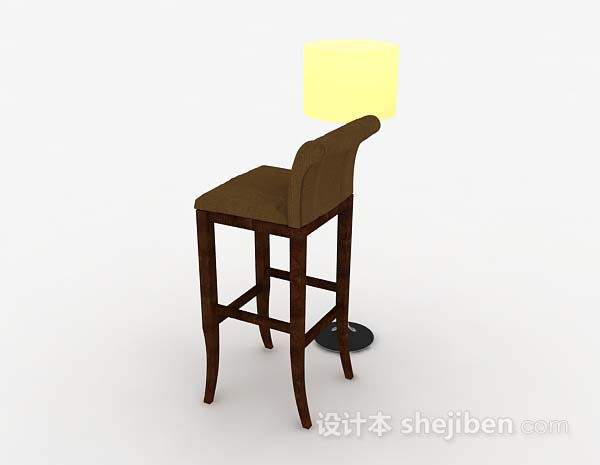 设计本木质高脚休闲椅3d模型下载