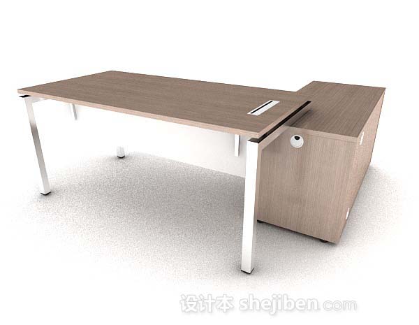 设计本现代棕色书桌3d模型下载