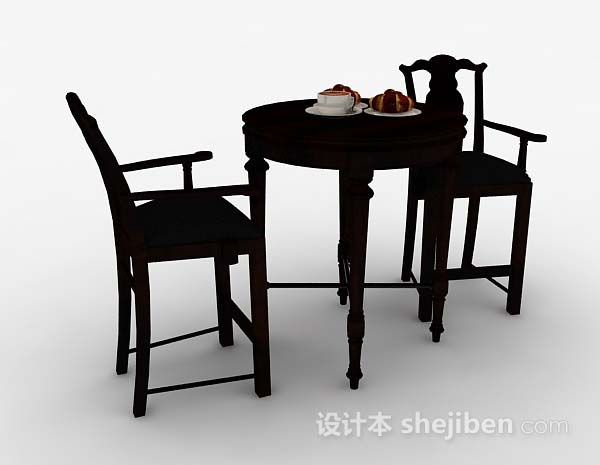 中式深棕色餐桌椅