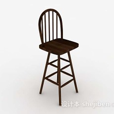 木质简单吧台椅自3d模型下载
