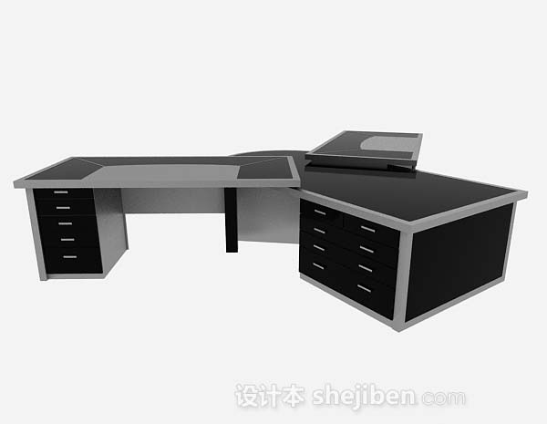 现代风格现代黑灰色办公桌3d模型下载
