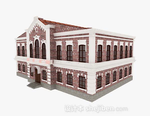 欧式风格欧式红砖小楼3d模型下载