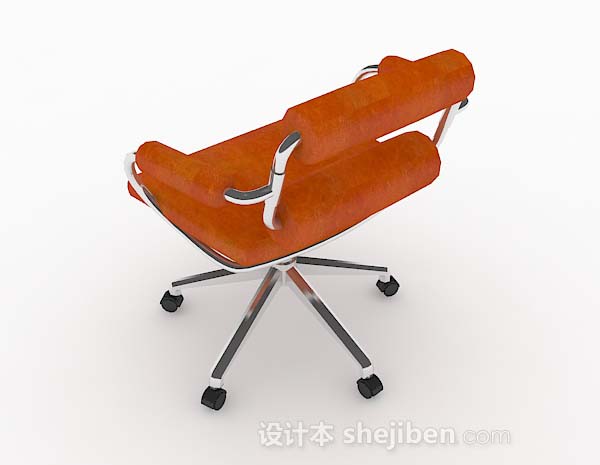 设计本橙黄色轮滑式家居椅子3d模型下载