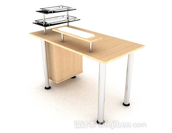 免费简约黄色木质书桌3d模型下载