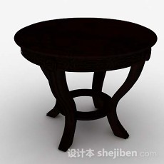 深棕色圆形餐桌3d模型下载