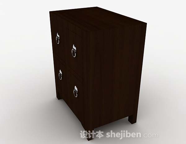 免费中式木质棕色储物柜3d模型下载