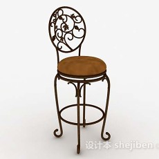欧式铁艺棕色休闲椅子3d模型下载