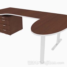 现代棕色木质办公桌子3d模型下载
