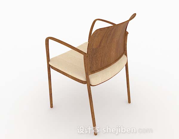 设计本木质黄色简单家居椅子3d模型下载