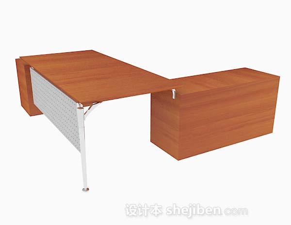 现代风格黄棕色木质简单办公桌3d模型下载