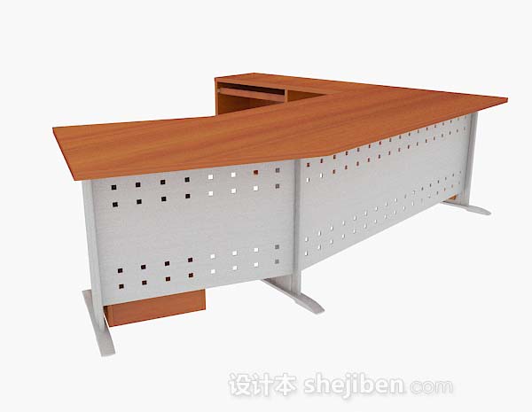 现代风格现代黄棕色木质简单办公桌3d模型下载