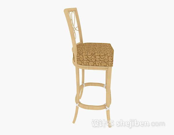 设计本黄色高脚椅3d模型下载