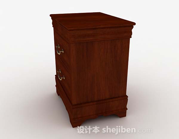 免费欧式棕色床头柜3d模型下载