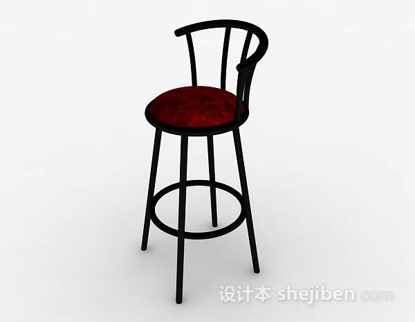 免费现代红色木质高脚椅3d模型下载