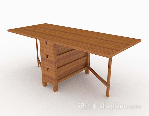 现代风格简约黄棕色办公桌3d模型下载