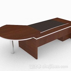 棕色简约木质办公桌3d模型下载