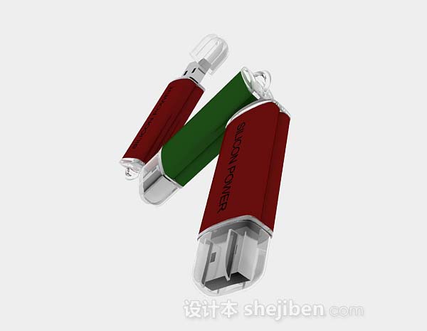 设计本红色绿色U盘3d模型下载