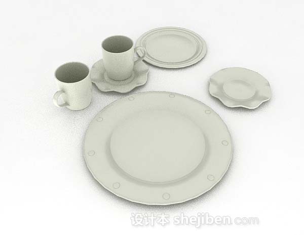 设计本白色简约餐具3d模型下载