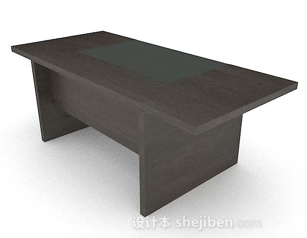 现代风格深棕色实木办公桌3d模型下载