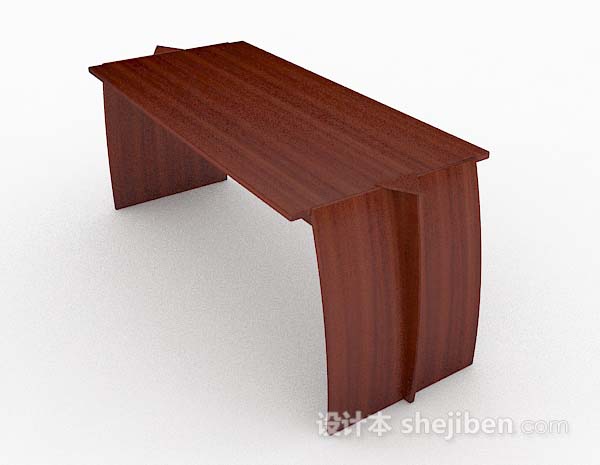 简约木质红棕色书桌3d模型下载
