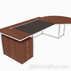 现代简约棕色书桌3d模型下载