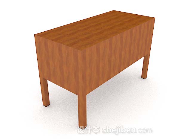 设计本黄棕色简约木质书桌3d模型下载