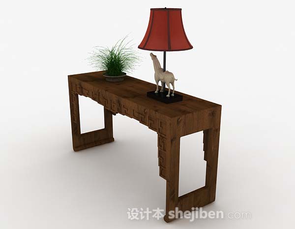 设计本棕色木质桌子3d模型下载