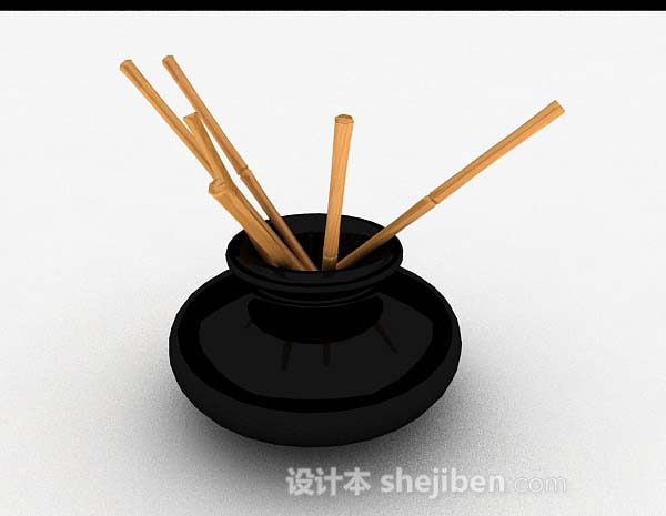中式风格中式毛笔筒3d模型下载