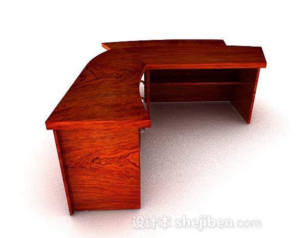 免费红棕色个性木质书桌3d模型下载