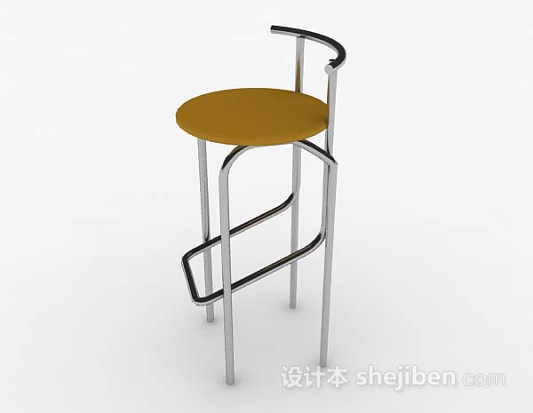 免费现代金属黄色吧台椅3d模型下载